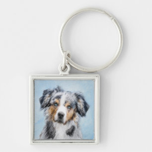 Miniature American Shepherd Painting - Dog Art Keychain