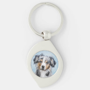 Miniature American Shepherd Painting - Dog Art Keychain