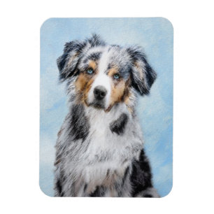 Miniature American Shepherd Painting - Dog Art Magnet