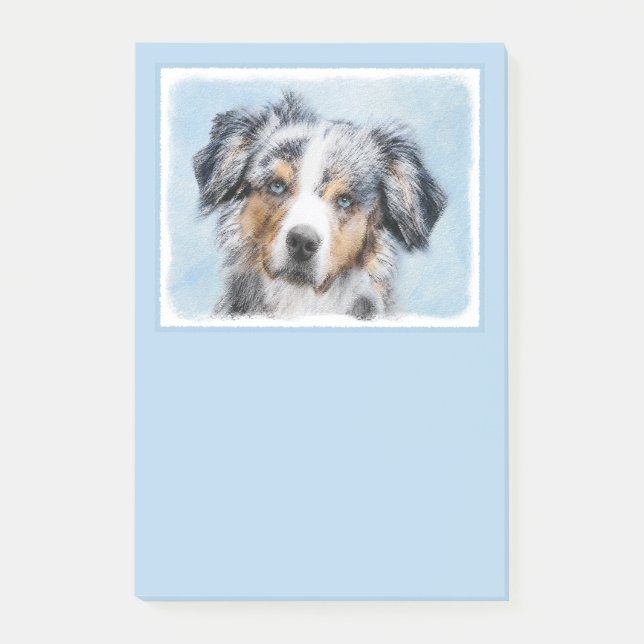 Miniature American Shepherd Painting - Dog Art Post-it Notes (Front)