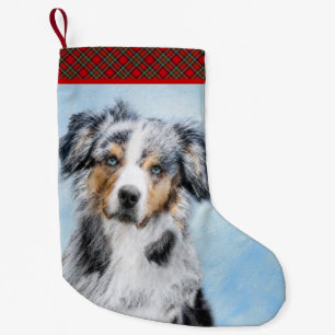 Miniature American Shepherd Painting - Dog Art Small Christmas Stocking