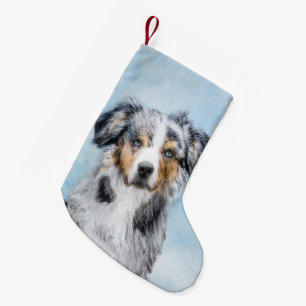 Miniature American Shepherd Painting - Dog Art Small Christmas Stocking