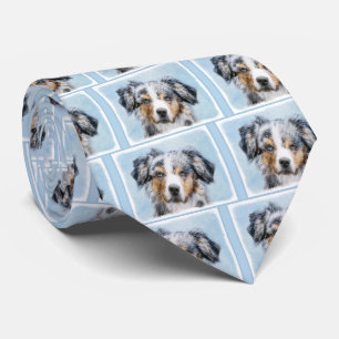 Miniature American Shepherd Painting - Dog Art Tie