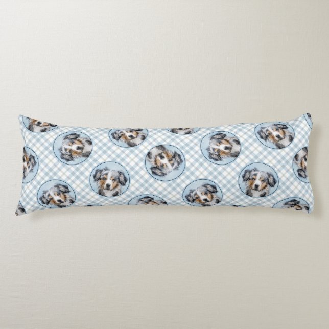 Miniature American Shepherd Painting MAS Dog Art Body Pillow (Front)
