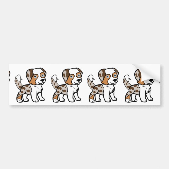 Miniature American Shepherd Red Merle w Tail Bumper Sticker (Front)