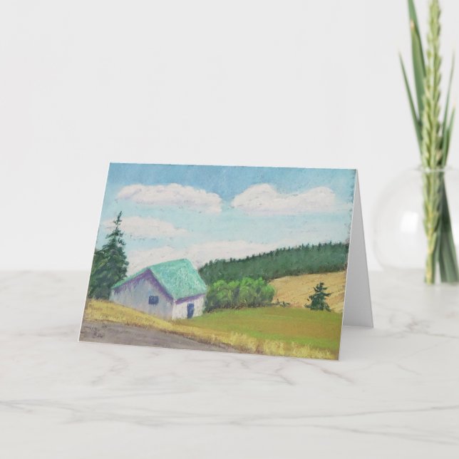 Miniature Barn Set – Green Barn Greeting Card (Front)
