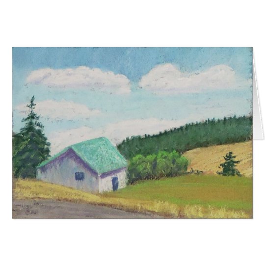 Miniature Barn Set – Green Barn Greeting Card