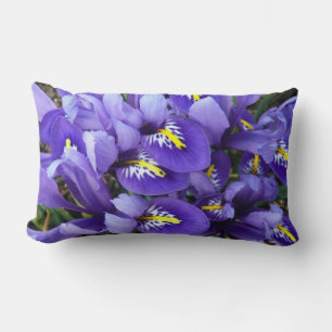 Miniature Blue Irises Spring Floral Lumbar Pillow