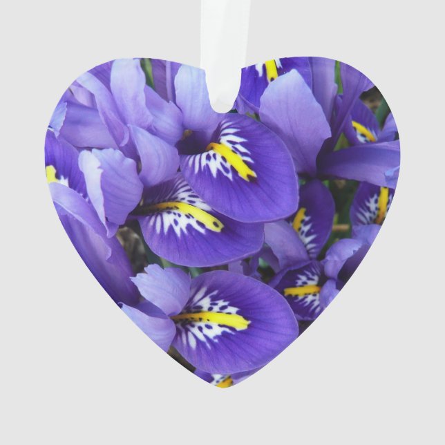 Miniature Blue Irises Spring Floral Ornament (Back)