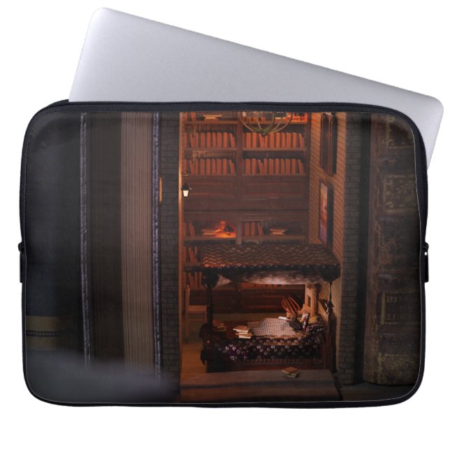  Miniature book nook diorama - reading in bed Laptop Sleeve (Front)