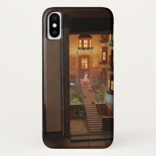 Miniature bookshelf alley - reading on stairs Case-Mate iPhone case