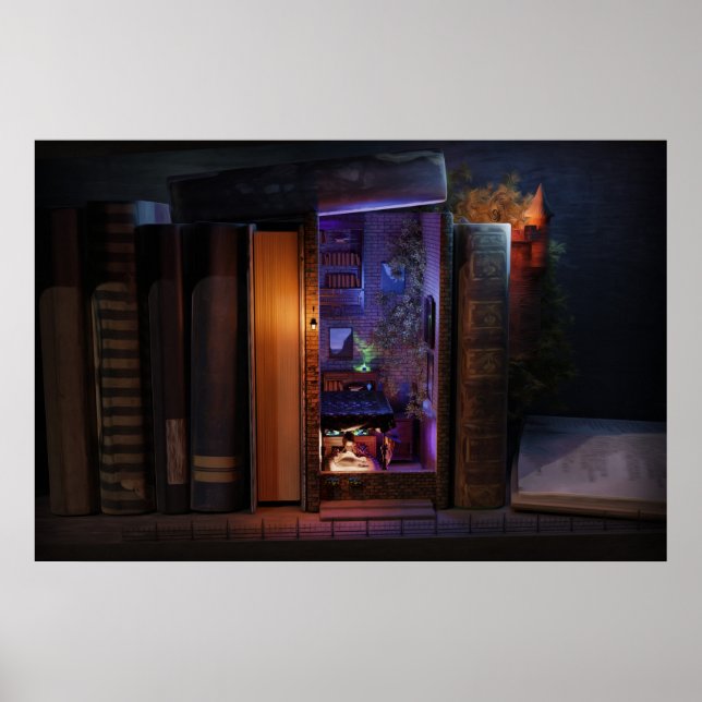 Miniature bookshelf insert - wide -reading poster (Front)
