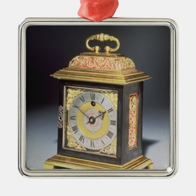Miniature bracket clock metal ornament (Front)