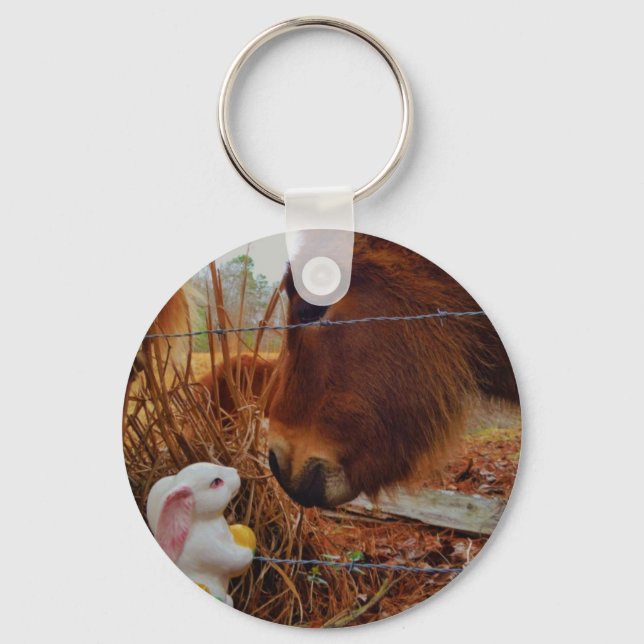 Miniature Brown horse & Easter Bunny Keychain (Front)