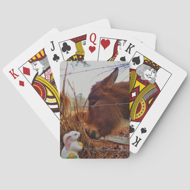 Miniature Brown horse & Easter Bunny Playing Cards (Back)