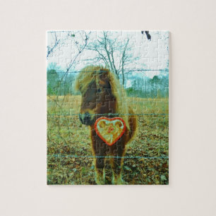 Miniature Brown horse Valentine Heart Jigsaw Puzzle