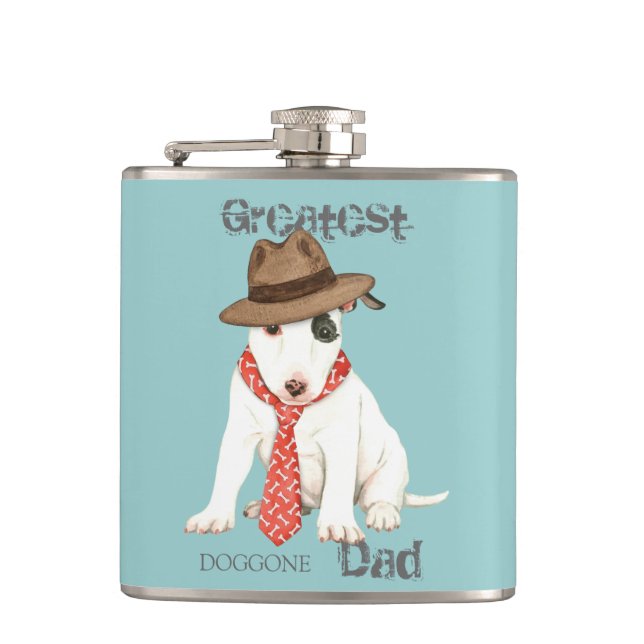 Miniature Bull Terrier Dad Hip Flask (Front)