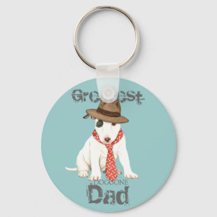 Miniature Bull Terrier Dad Keychain