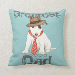 Miniature Bull Terrier Dad Throw Pillow