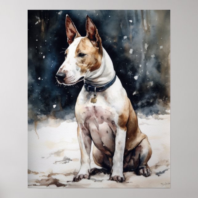Miniature Bull Terrier Dog Art Print Poster (Front)