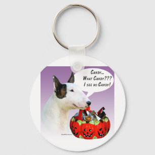 Miniature Bull Terrier Halloween Candy Keychain