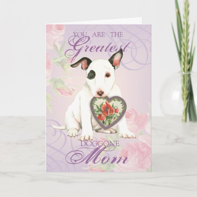 Miniature Bull Terrier Heart Mom Card (Front)