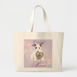 Miniature Bull Terrier Heart Mom Large Tote Bag