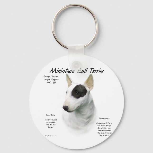 Miniature Bull Terrier History Design Keychain (Front)