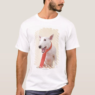 Miniature Bull Terrier looking at laptop, T-Shirt