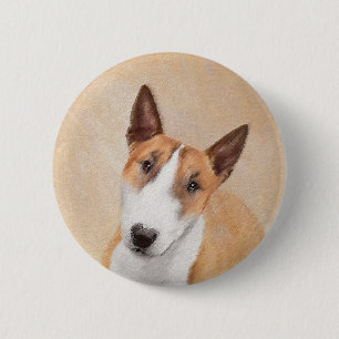 Miniature Bull Terrier Painting - Cute Original Do 2 Inch Round Button