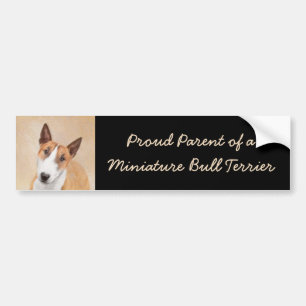 Miniature Bull Terrier Painting - Cute Original Do Bumper Sticker