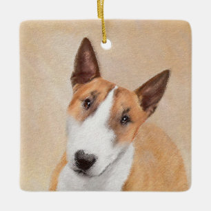 Miniature Bull Terrier Painting - Cute Original Do Ceramic Ornament