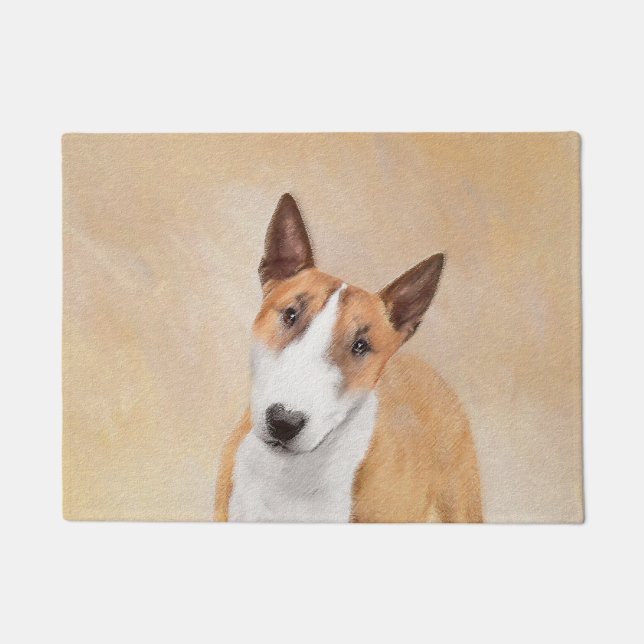 Miniature Bull Terrier Painting - Cute Original Do Doormat (Front)