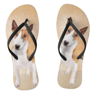Miniature Bull Terrier Painting - Cute Original Do Flip Flops