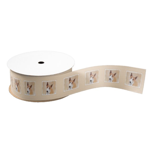 Miniature Bull Terrier Painting - Cute Original Do Grosgrain Ribbon (Spool)
