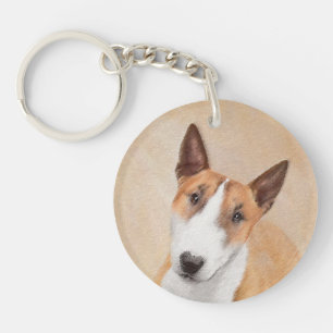Miniature Bull Terrier Painting - Cute Original Do Keychain