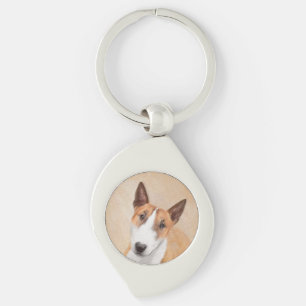 Miniature Bull Terrier Painting - Cute Original Do Keychain