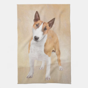 Miniature Bull Terrier Painting - Cute Original Do Kitchen Towel