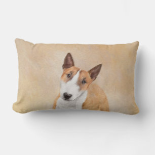 Miniature Bull Terrier Painting - Cute Original Do Lumbar Pillow