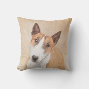 Miniature Bull Terrier Painting - Cute Original Do Outdoor Pillow
