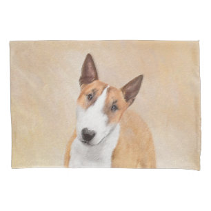 Miniature Bull Terrier Painting - Cute Original Do Pillowcase