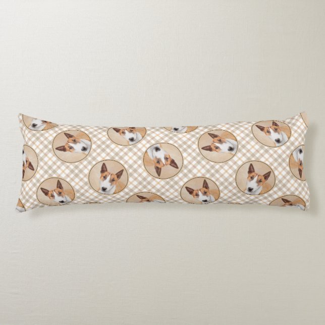 Miniature Bull Terrier Painting Original Dog Art Body Pillow (Front)