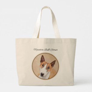 Miniature Bull Terrier Painting Original Dog Art Large Tote Bag