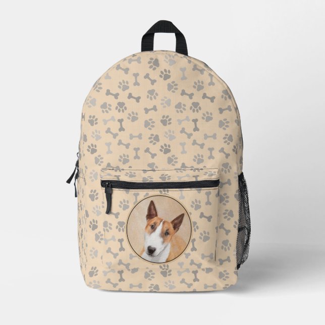 Miniature Bull Terrier Painting - Original Dog Art Printed Backpack (Front)