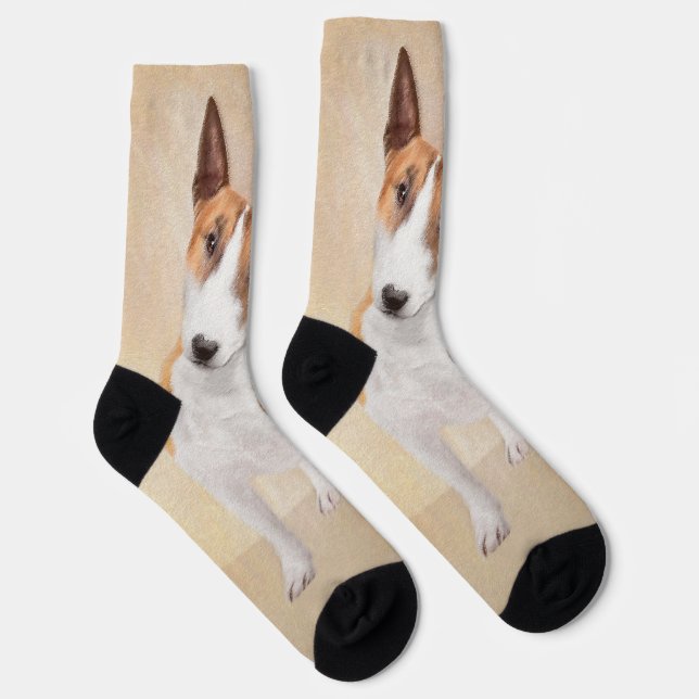 Miniature Bull Terrier Painting - Original Dog Art Socks (Right)