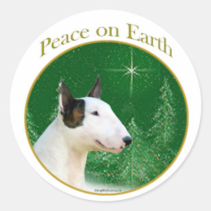 Miniature Bull Terrier Peace Classic Round Sticker