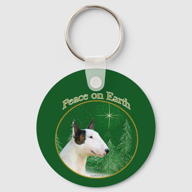 Miniature Bull Terrier Peace Keychain (Front)