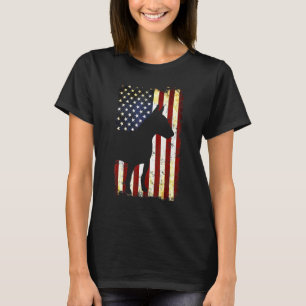 Miniature Bull Terrier Silhouette American Flag T-Shirt