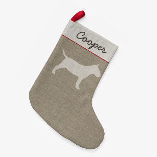 Miniature Bull Terrier Silhouette MiniBull Dog Small Christmas Stocking