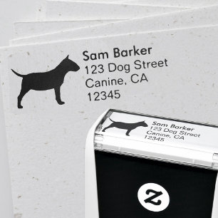 Miniature Bull Terrier Silhouette Return Address Self-inking Stamp